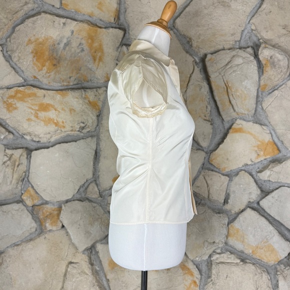 Ralph Lauren Collection Purple Label Dupioni Silk Top Ivory | 4 - Picture 2 of 5